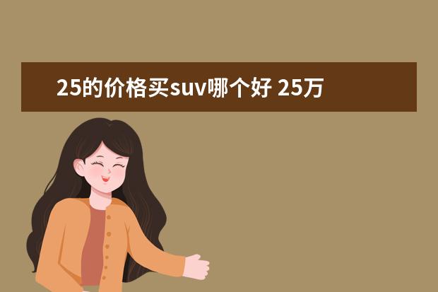 25的价格买suv哪个好 25万元左右suv哪款车比较好