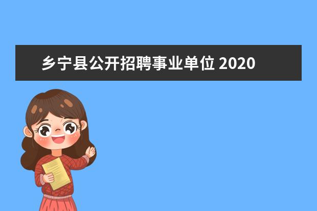 乡宁县公开招聘事业单位 2020年山西临汾乡宁县示范区管委会事业编制引才公告...