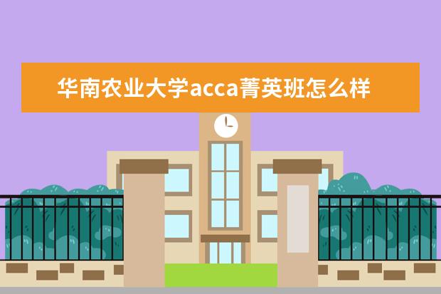 华南农业大学acca菁英班怎么样？就业发展如何？